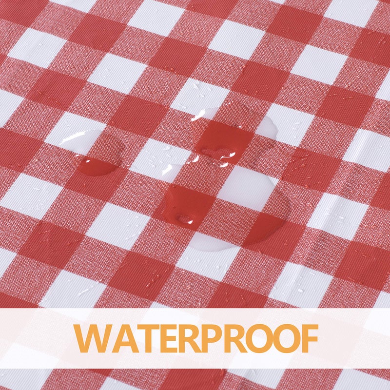 sancua Checkered Vinyl Rectangle Tablecloth - 54 x 78 Inch - 100% Waterproof Oil Proof Spill Proof PVC Table Cloth, Wipe Clean Table Cover for Dining Tables, Buffet Parties and Camping, Red and White - Image 5